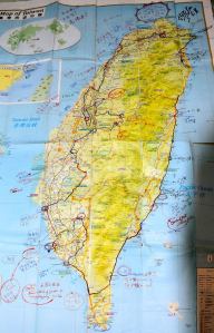 Cartina di Taiwan utilizzata da Lara Momesso durante i suoi viaggi